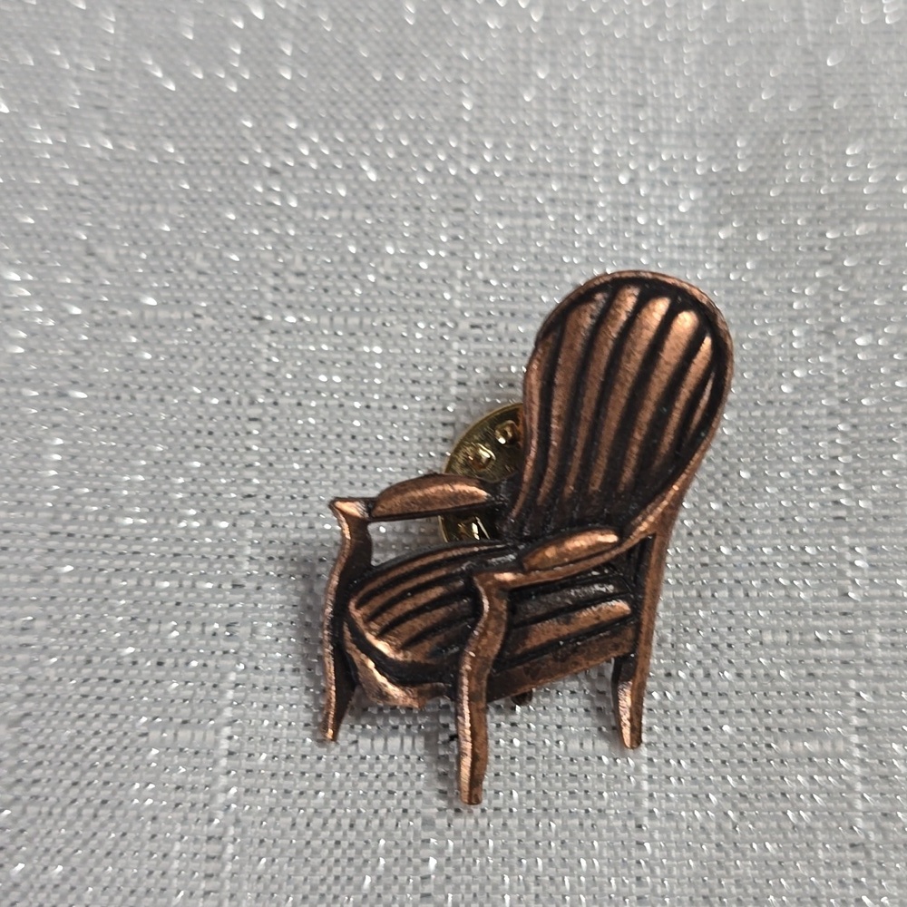 JJ Jonette Copper Tone Georgian Style Vintage Chair Lapel Tack Figural Pin